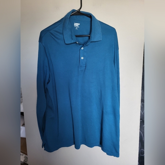 NWOT Lands' End Men's Teal Polo Shirt, Size XL - Picture 1 of 4